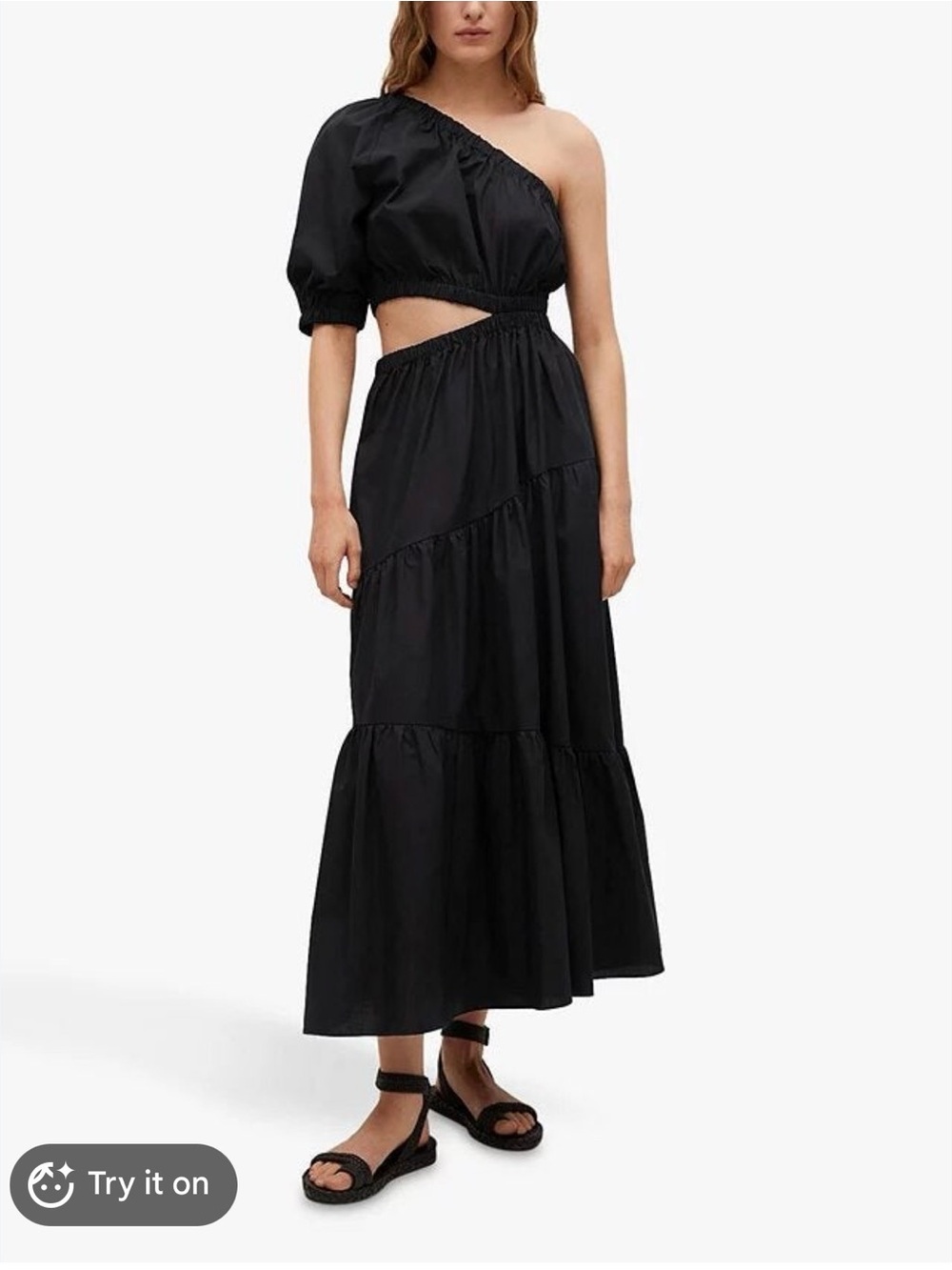 Mango Black Elastic-Waist Dress